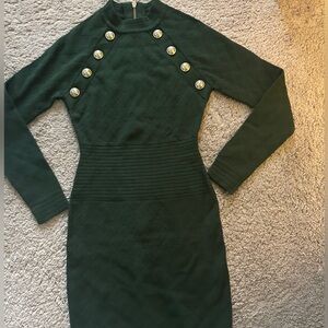 Balmain Green Dress with Gold Button Details